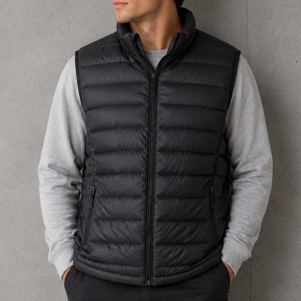 Solaris Mens 3XT Black Real Down Packable Puffer Vest Winter